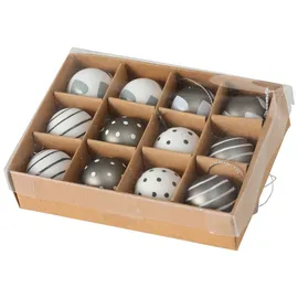 Boltze Weihnachtskugel Lola Ø 3 cm grau weiß 12 er Set