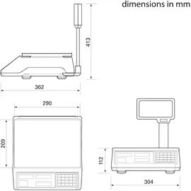 CAS Software CAS ERJ-P Hochanzeige, preisrechnend, Ladenwaage, GEEICHT, Wägebereich max 15 kg, Ablesbarkeit 2g