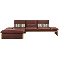 KOINOR Leder-Ecksofa mit Massivholzrahmen aus Wildeiche Humfrey ¦ rot ¦ Maße (cm): B: 314 H: 93 T: 159