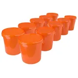 FixedByU - 10x Eimer mit Deckel Kunststoff Leereimer Griff 15,9l lebensmittelecht Orange