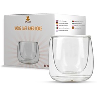 Doppelwandige Gläser aus Borosilikatglas, transparent, Glas, Café Latte Macchiato Chupito Whiskey, Spülmaschine OK. Snadi. (80 ml)