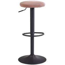 Barhocker `Campania`: 58-79 cm Sitzhöhe, Eisenmaterial, Samt/Wildlederoptik Bezug, 360° drehbar. Rosa, Material: Samt, 40x40x79 cm | Kadima Design