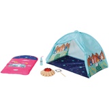 Zapf BABY born Weekend Camping Set - Puppenzubehör Set, Puppenzelt mit Schlafsack, Lagerfeuer mit Lichtfunktion, Marshmallow-Stick und Limoflasche, Rosa