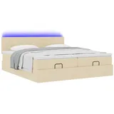 vidaXL Ottoman-Bett mit Matratzen Creme 200x200 cm Stoff