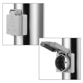 DEUBA Außenleuchte Edelstahl 50 cm inkl. Steckdose IP44 Silber