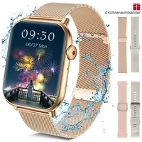 BRAIDOL Smartwatch,Fitness Tracker Uhr für Damen Herren mit Telefonfunktion Smartwatch (5 cm/1,96" HD Voll Touchscreen Zoll) IP67 Wasserdicht Fitness Uhr, 4 Austauschbare Armbänder, Fitness Tracker mit Schrittzähler, Pulsmesser, Frauengesundheit,Schlaftracking, Kalorienverbrauch