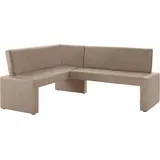 Home Affaire Eckbank »Barcelona«, In verschiedenen Stoffen und Farben beige, B:200cm H:88cm T:160cm, Holzwerkstoff, Massivholz, Polyester, Sitzbänke, Eckbank,