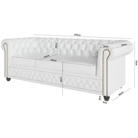 s-style möbel Chesterfield-Sofa Weiß