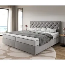 DeLife Boxspringbett Dream-Great Mikrofaser Grau 200x200 cm Bonell-Matratze PolyurethanTopper - Grau