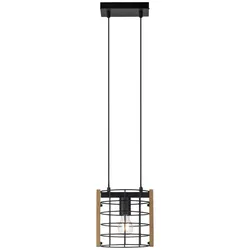 Pendelleuchte schwarz Industrial Style Holz Metall