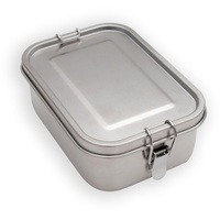 INTIRILIFE Lunchbox Bentobox Aufbewahrungsbox aus Edelstahl in Silber mit 550 ml Füllmenge Auslaufsicher - 17 x 12 x 6 cm - Brot Dose Box Behälter zum Transportieren von Essen Snacks und mehr