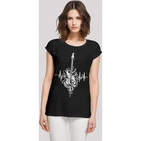 F4NT4STIC Extended Shoulder T-Shirt Gitarre Herzschlag in schwarz |