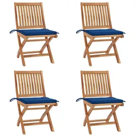 vidaXL Klappbare Gartenstühle mit Kissen 58 x 58 x 88 cm blau 4 St.