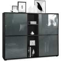 Vladon Highboard, Grau, 130.5x105.5x35.5 cm, Wohnzimmer, Kommoden & Sideboards,