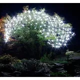 Nipach LED Lichternetz 160er kaltweiß 2x2m Batteriebetrieb Timer Außen BA11754