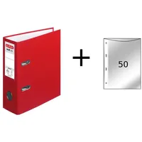 Herlitz Ordner + 50 Prospekthüllen DIN A5 / 80mm
