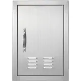 Vevor Grill-Zugangstür, 356 x 508 mm, Einzelne Außenküchentür, Flächenbündig Montierte Edelstahltür, Vertikale Wandtür mit Griff und Lüftungsschlitzen, für Grillinsel, Grillstation, Außenschrank