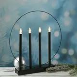 MARELIDA LED Fensterleuchter Glory Fenster Kerzenleuchter mit Ring 4flammig 45cm Timer