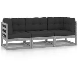 vidaXL 3-Sitzer-Gartensofa grau/anthrazit