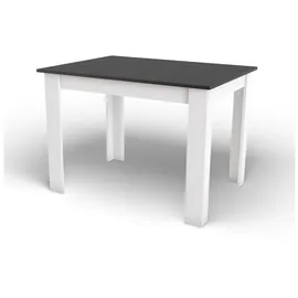 home collective Esszimmertisch Küchentisch, Platte aus Eiche, Holztisch Esstisch 120 x 80 x 75 cm, 18 mm Dicke, Küche Wohnzimmer schwarz und weiß