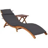 vidaXL Akazienholz Massiv Sonnenliege mit Tisch Auflage Klappliege Gartenliege Holzliege Gartenmöbel Liege Relaxliege Saunaliege Strandliege Freizeitliege