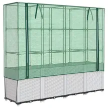 vidaXL Hochbeet mit Gewächshaus-Aufsatz Rattan-Optik Weiß 160 x 153 x 40 cm