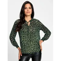 Heine Druckbluse in schwarz-oliv-bedruckt | Gr.: 44