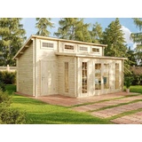 Alpholz Gartenhaus Lausitz-40 aus Massiv-holz, Gerätehaus Garten Holzhaus inkl. Montagematerial, Geräteschuppen 570 x 420 cm mit 40 mm