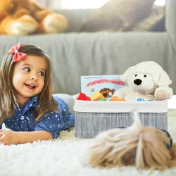 Relaxdays Aufbewahrungskorb 3er Set, Stoffbezug, Bambus, rechteckig, Bad, Accessoires, Spielzeug, Allzweckkorb, grau