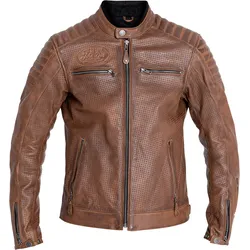 John Doe Storm, Lederjacke perforiert - Braun - 3XL