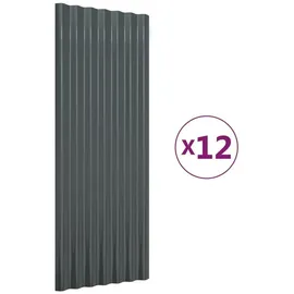 vidaXL Dachpaneele 12 Stk Pulverbeschichteter Stahl Anthrazit 100x36cm