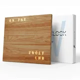 WordClock Jupiter Holz Optik - elegante Wortuhr in Deutsch - LED Wanduhr - Braun