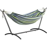 Doppelhängematte Mit Tragbarem Outdoor-gestell, Freistehende Hängematte Für 2 Personen, Ideal Für Camping, Strand Und Reisen, Tragkraft 200 Kg, Blau