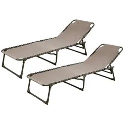 SVITA 2er Set Gartenliege Sonnenliege klappbar atmungsaktiv verstellbar Beige