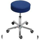 PROREGAL Drehhocker Indianapolis High | Sitzhöhe 54-72cm | Ø 53cm | Tragfähigkeit 110kg | Kunstleder-Sitz | Aluminium-Fußkreuz mit Rollen | Atollblau