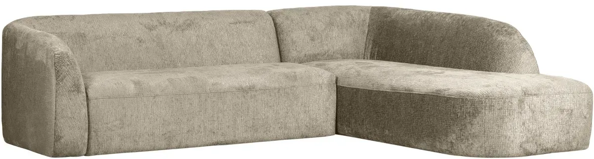Ecksofa Sloping aus Struktursamt, modern und pflegeleicht, Rechts, Farbe Wheatfield