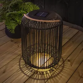 Best Season Deko-Korb Solar LED 48 cm Metall spritzwassergeschützt schwarz