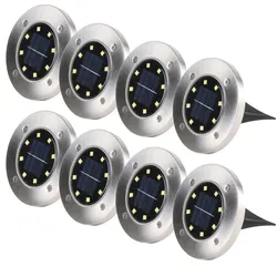 8er Set Solar-LED-Garten-Bodenleuchte: Robuster Edelstahl, IP44-Wetterfest, für sichere & stilvolle Gartenwege. Energieeffiziente Wegeleuchte