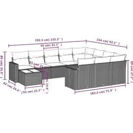 vidaXL Gartensofa-Set 11-tlg. braun