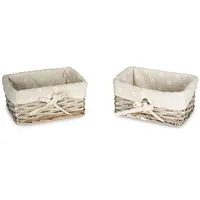 levandeo 2er Set Flechtkorb Natur 23 x 18 cm Brotkorb Obstkorb Weidenkorb Aufbewahrung Naturweide Korb Deko Shabby Chic