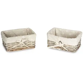 levandeo 2er Set Flechtkorb Natur 23 x 18 cm Brotkorb Obstkorb Weidenkorb Aufbewahrung Naturweide Korb Deko Shabby Chic