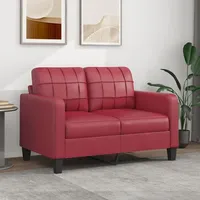 SECOLI Sofa 2-Sitzer Couch Lounge für Wohnzimmer/Schlafzimmer/Büro/Wohnung - 120cm - Weinrot - Kunstleder