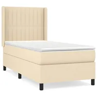 VidaXL Boxspringbett mit Matratze Creme 90x200 cm Stoff