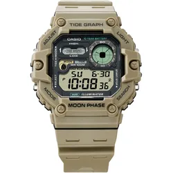 Chronograph, beige, CASIO TIMELESS COLLECTION, Armbanduhren, Herren, Quarzuhr,Armbanduhr,Herrenuhr,Digitaluhr,Resinarmband, autom. Kalender