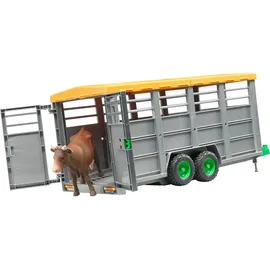 Bruder 02227 - Viehtransportanhänger mit 1 Kuh 1:16