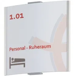 Frankfurt Türschild | 148x155mm | Aluminium silber | entspiegelte Abdeckung | einfache Montage Kleben oder Schrauben | Büroschild | Türschild Büro