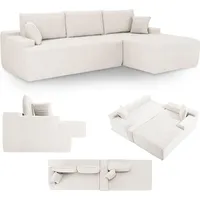 Juskys Sofa Coredo rechts, Cord Creme