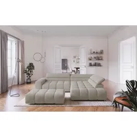 Cotta Ecksofa COTTA "Orion L-Form", platinum, B:310cm H:70cm T:225cm, 100% Polyester, Sofas, Ecksofa, mit Kopfteilverstellung & 5 Nierenkissen