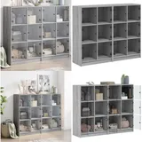 Bücherregal mit Türen Grau Sonoma 136x37x109 cm Holzwerkstoff - Buche Regal - Wohnzimmer Möbel - Sideboard - Vitrine - Grau - Home & Living