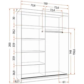 fabryka mebli idczak Schwebetürenschrank VISTA 01 150 x 200 x 61 cm Bronze